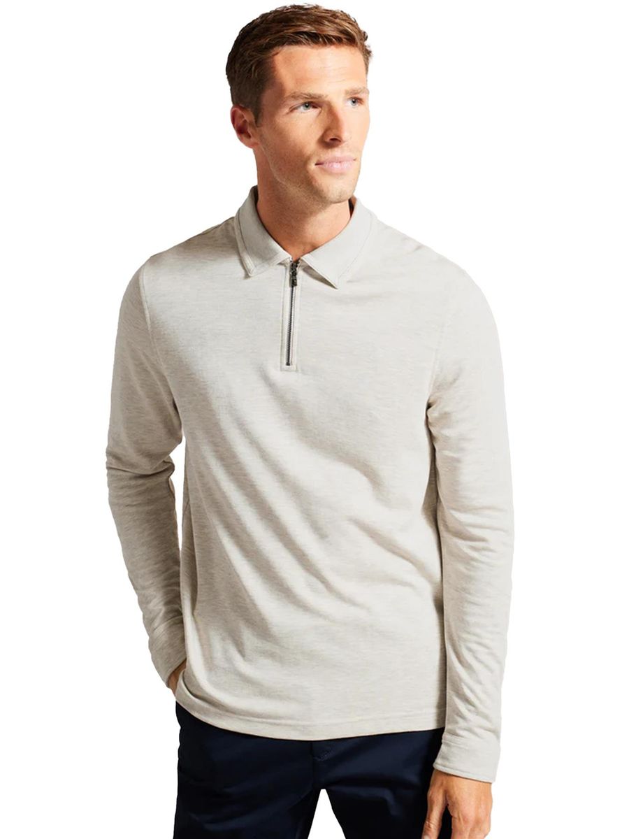 Herren Langarm Poloshirt mit Reißverschluss