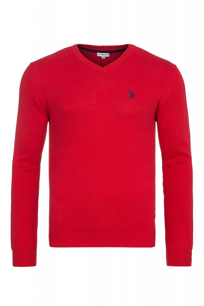 Klassischer V-Ausschnitt Baumwollstrickpullover