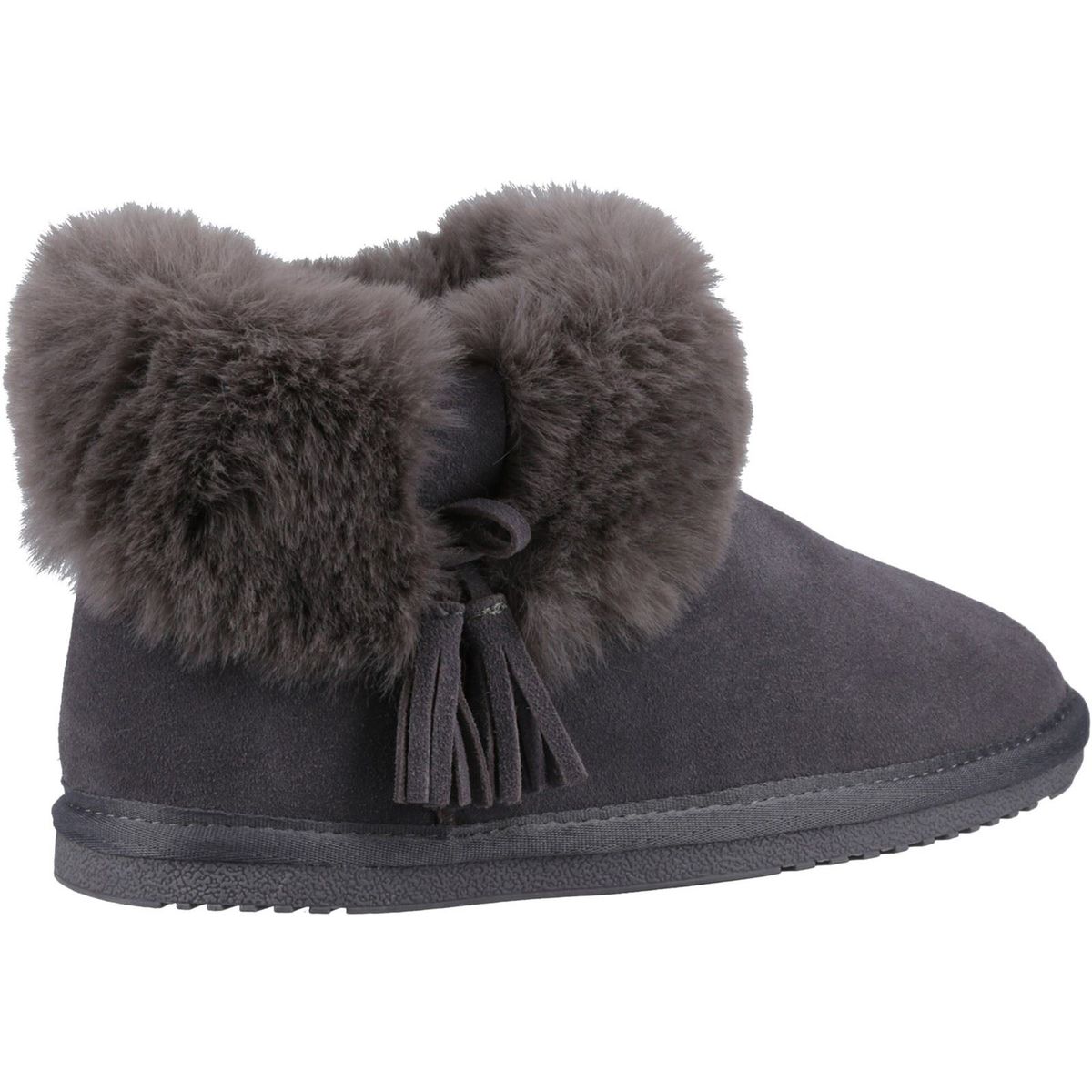 Hausschuh-Booties aus Wildleder mit Kunstfell