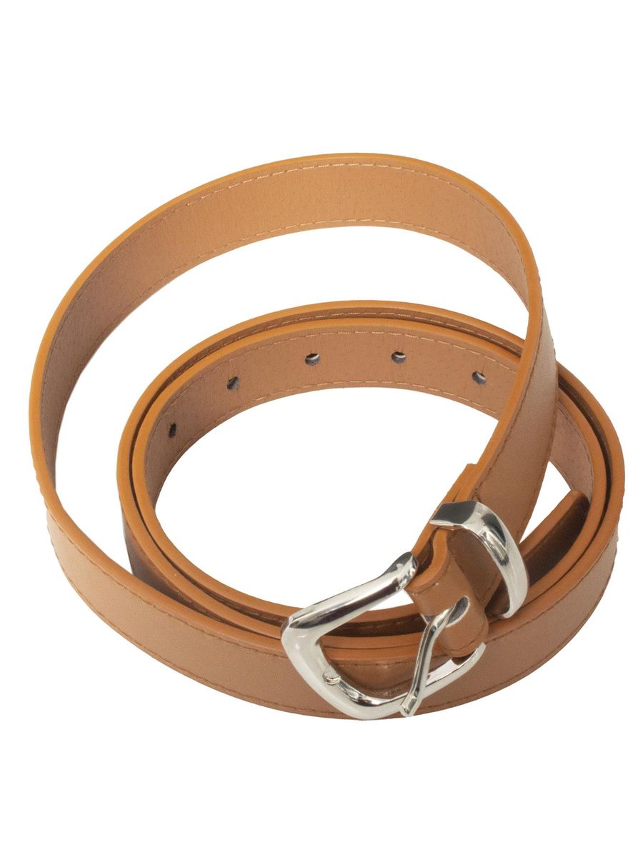 Schmaler Ledergürtel in Tan mit Schnalle