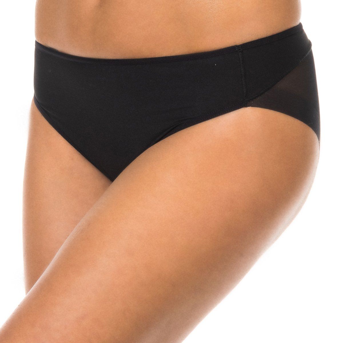Schwarzer Slip mit Mesh-Details