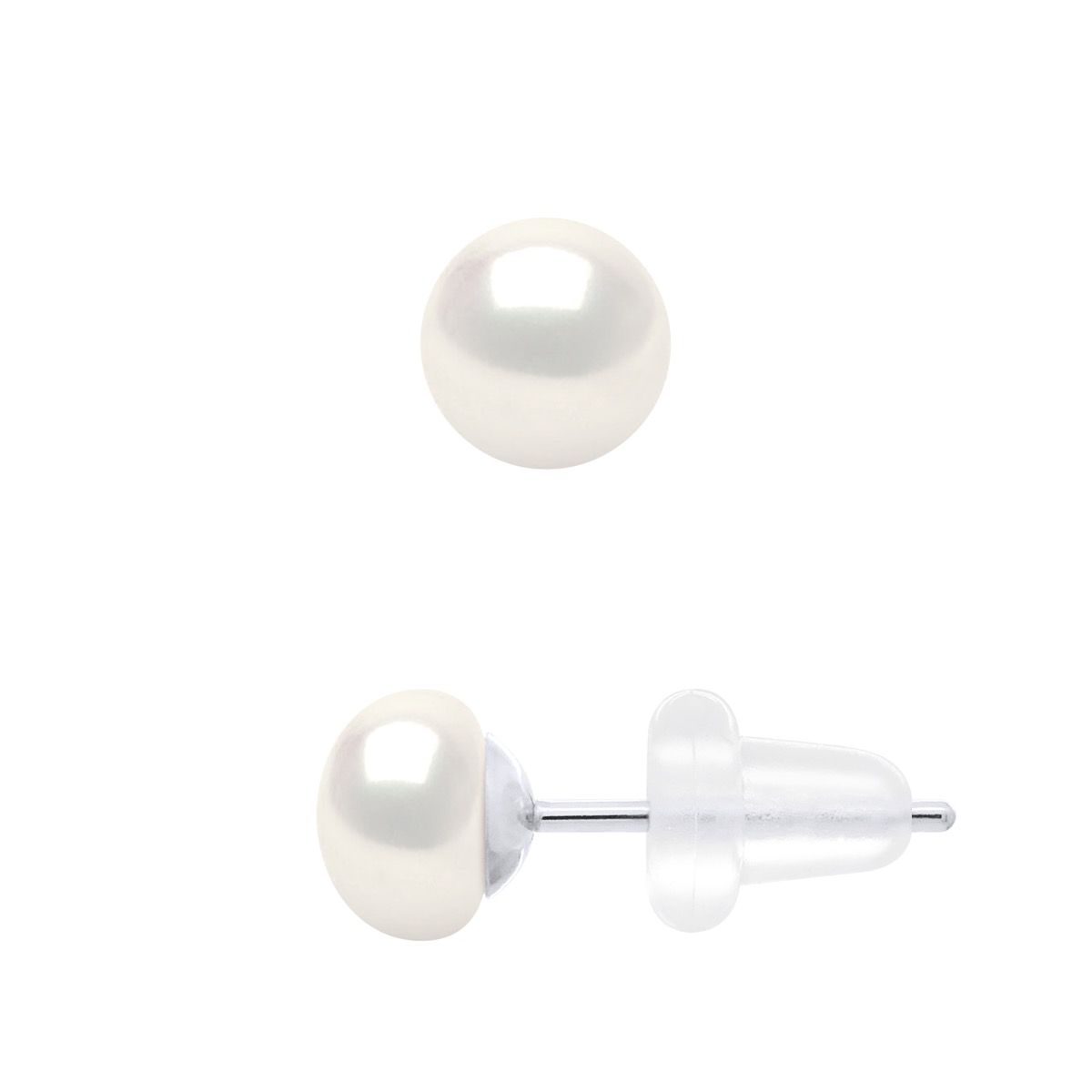 Klassische runde Ohrstecker mit Süßwasserperlen