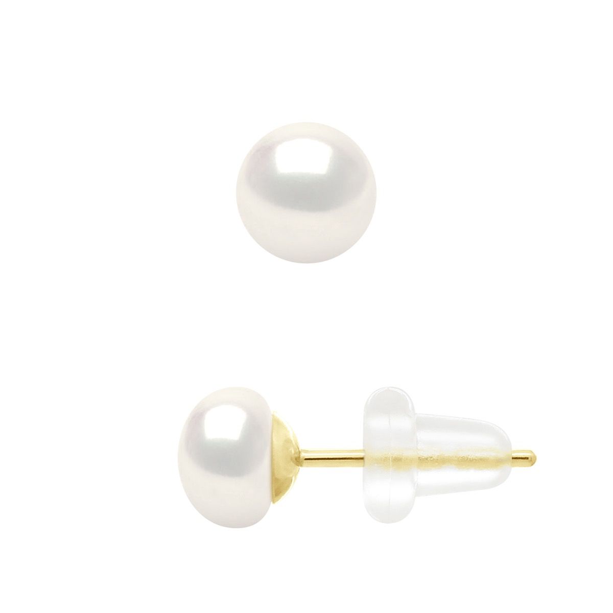 Klassische runde Ohrstecker mit Süßwasserperlen