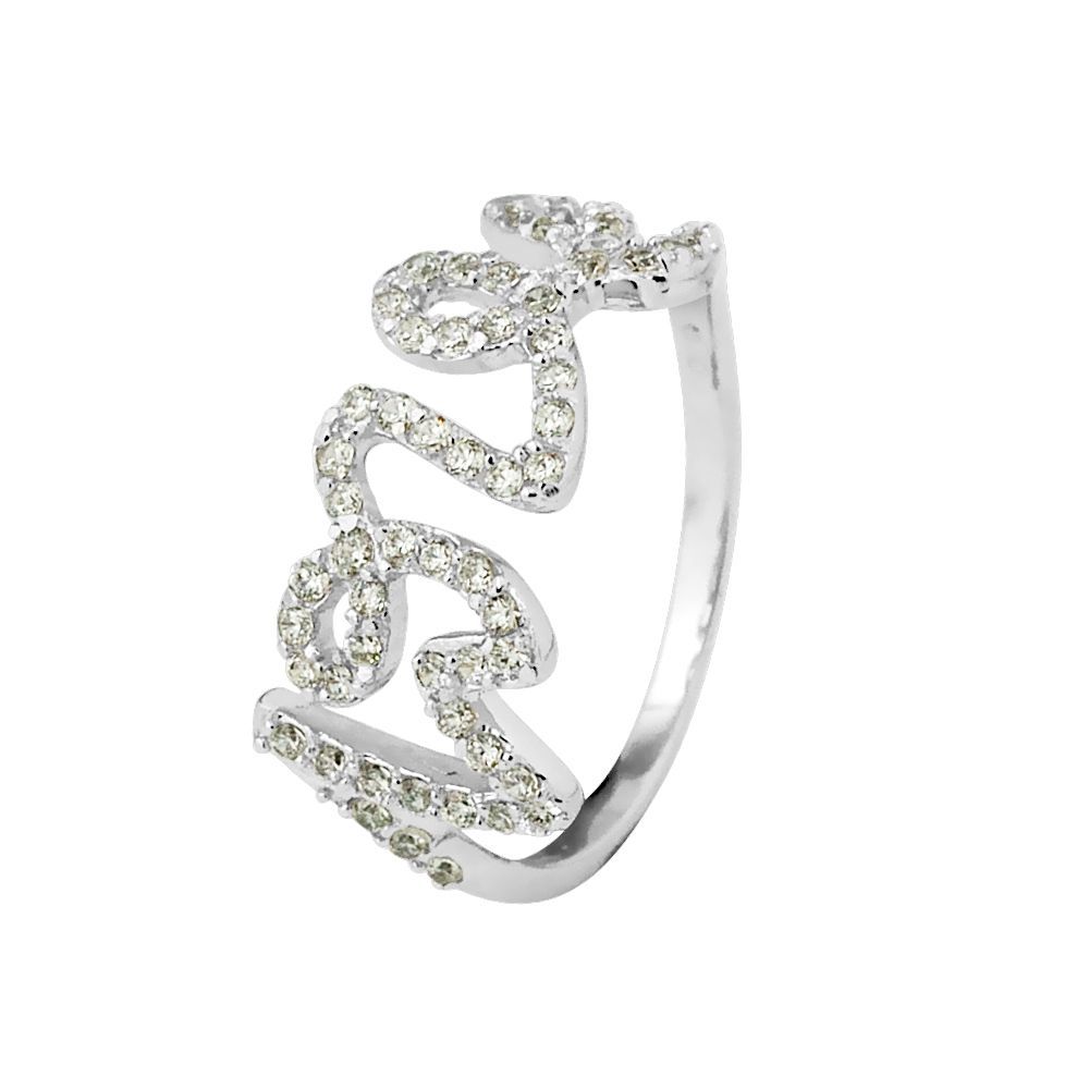 Glitzernder Love-Schriftzug Silberring