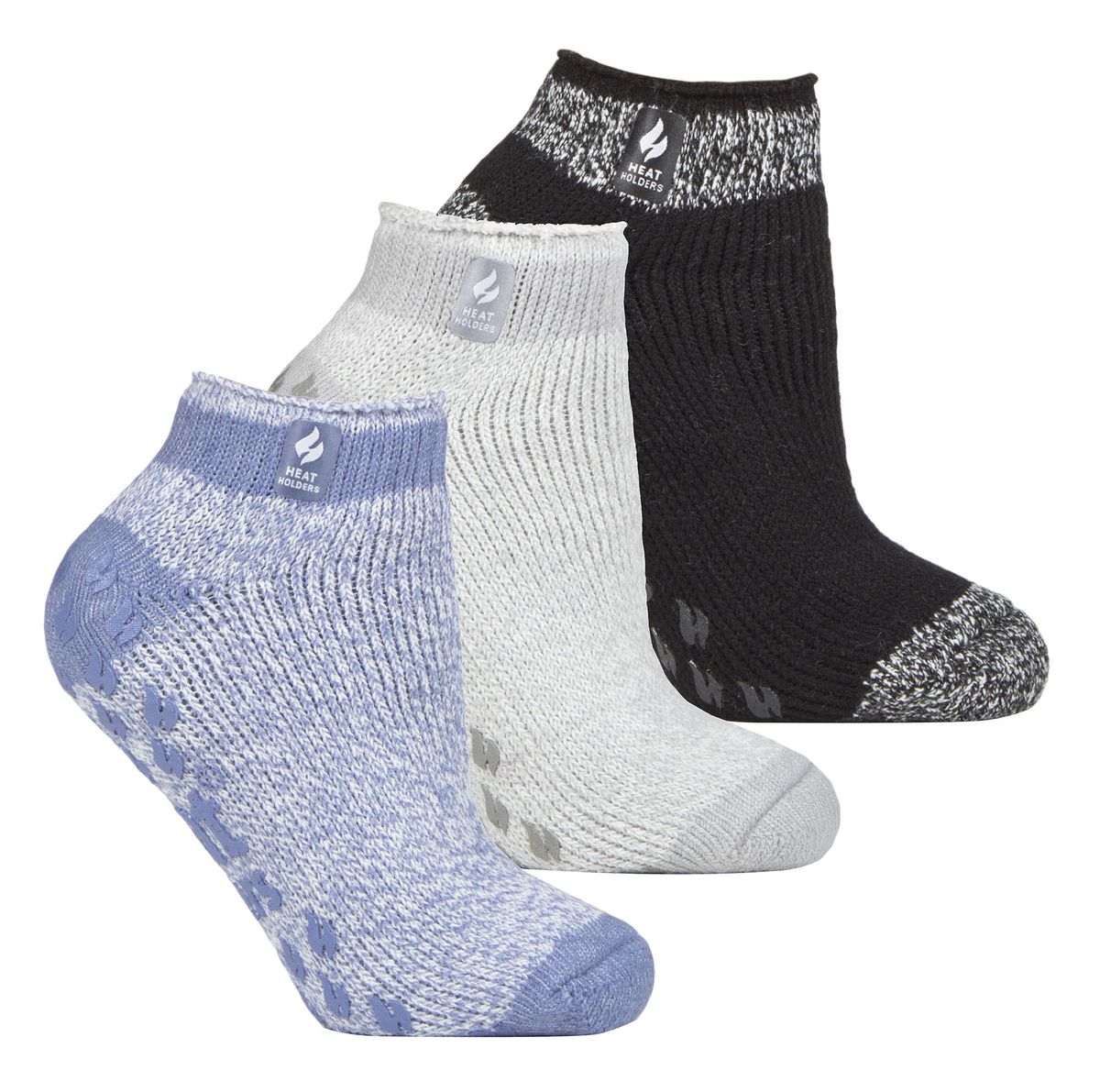 Wärmehalter - 3-Paar-Multipack Damen-Slipper-Socken mit Grippern - Pisa 1