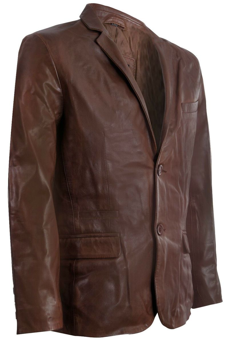 Eleganter Slim-Fit Lederblazer