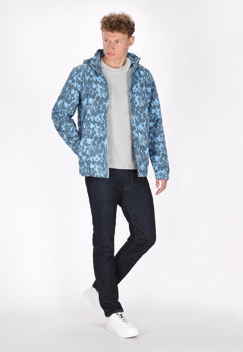 Gemusterte Windjacke mit Kapuze