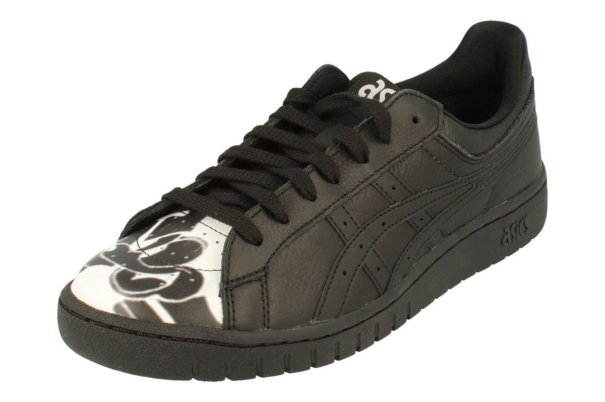 Schwarze Leder-Court-Sneakers mit niedrigem Profil