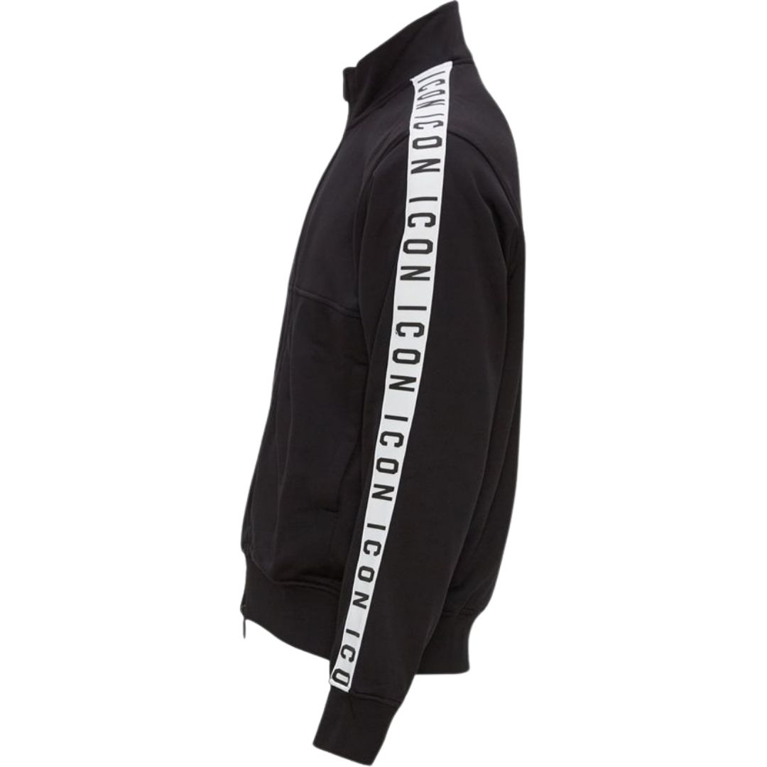 Sweatjacke mit Logo-Streifen und Reißverschluss