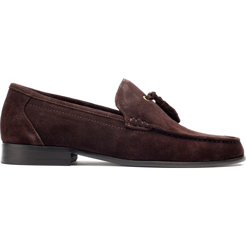 Braune Wildleder Quasten Slipper Schuhe