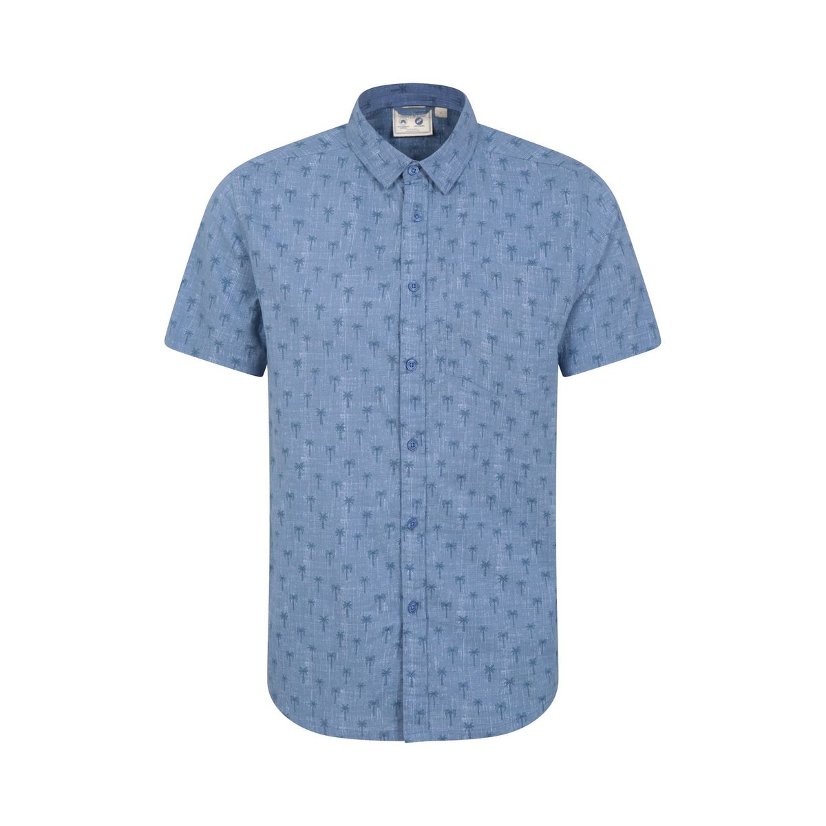 Herren Hemd mit Palmenprint, kurze Ärmel, Blau