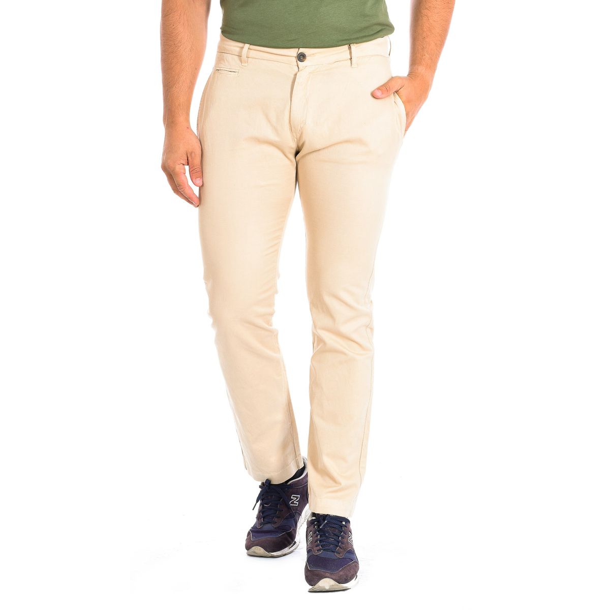 Herrenhose mit geradem Bein und Leinenmischung