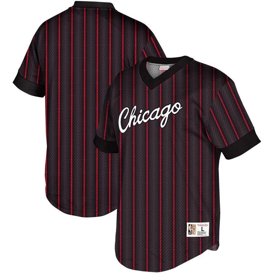 Mitchell & Ness NBA Chicago Bulls Wordmark Mesh Mens T-Shirt
