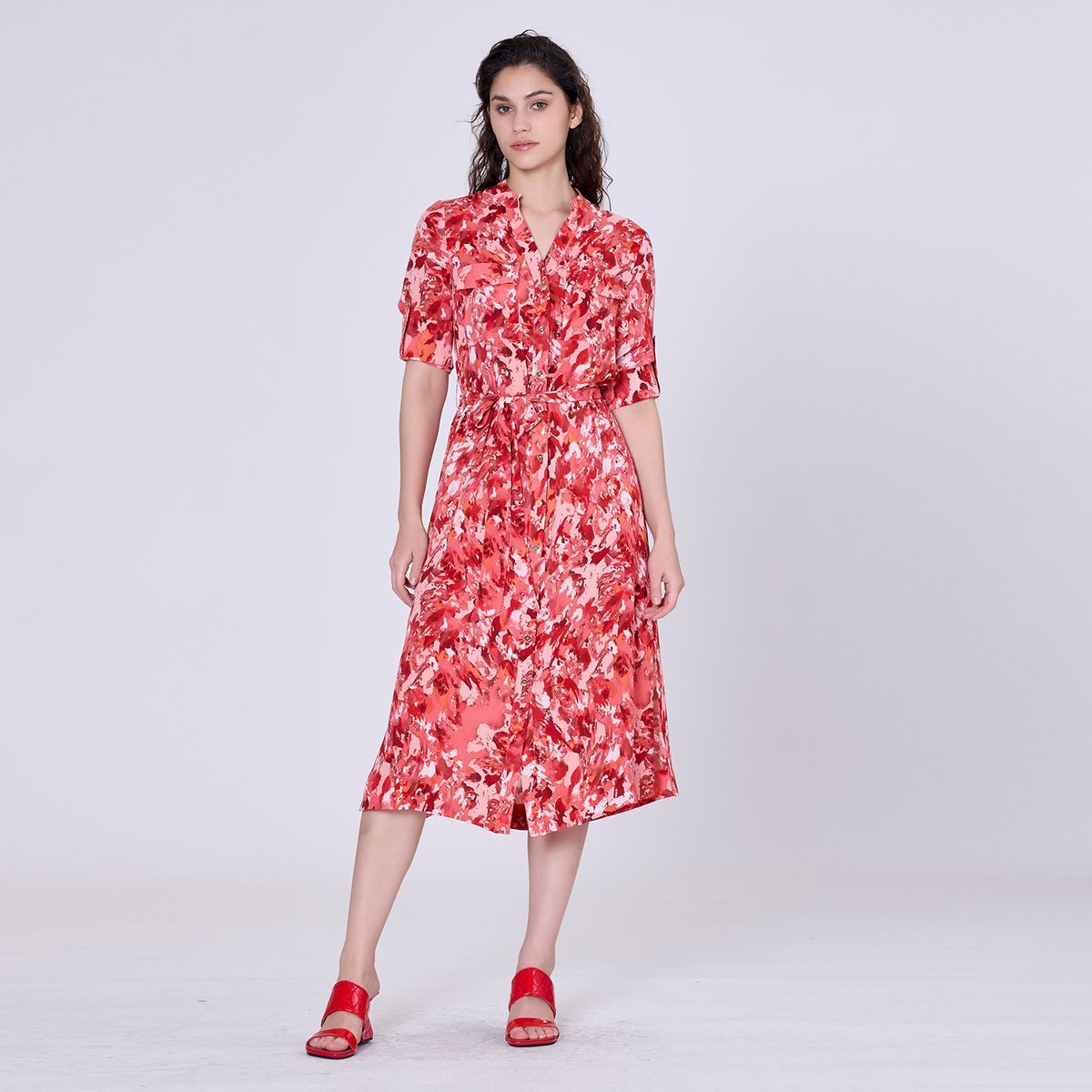 Hemdblusenkleid mit abstraktem Print