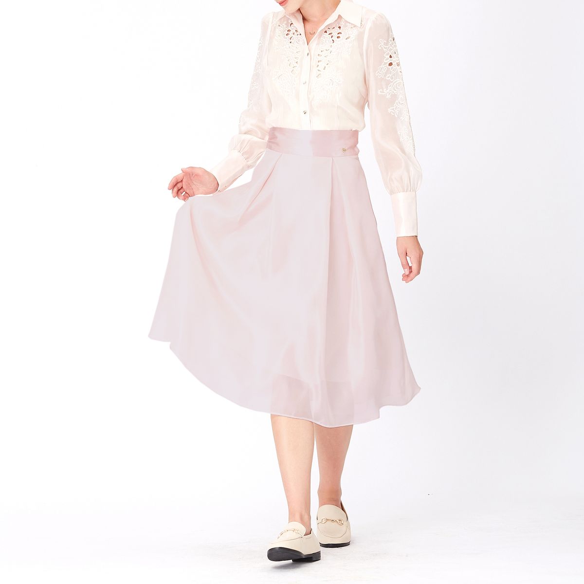 A-Linien Midirock aus Organza und Satin
