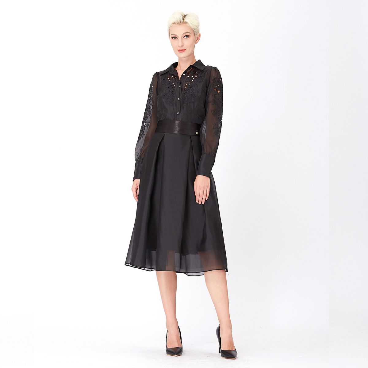 Eleganter Midirock aus Organza-Plissee