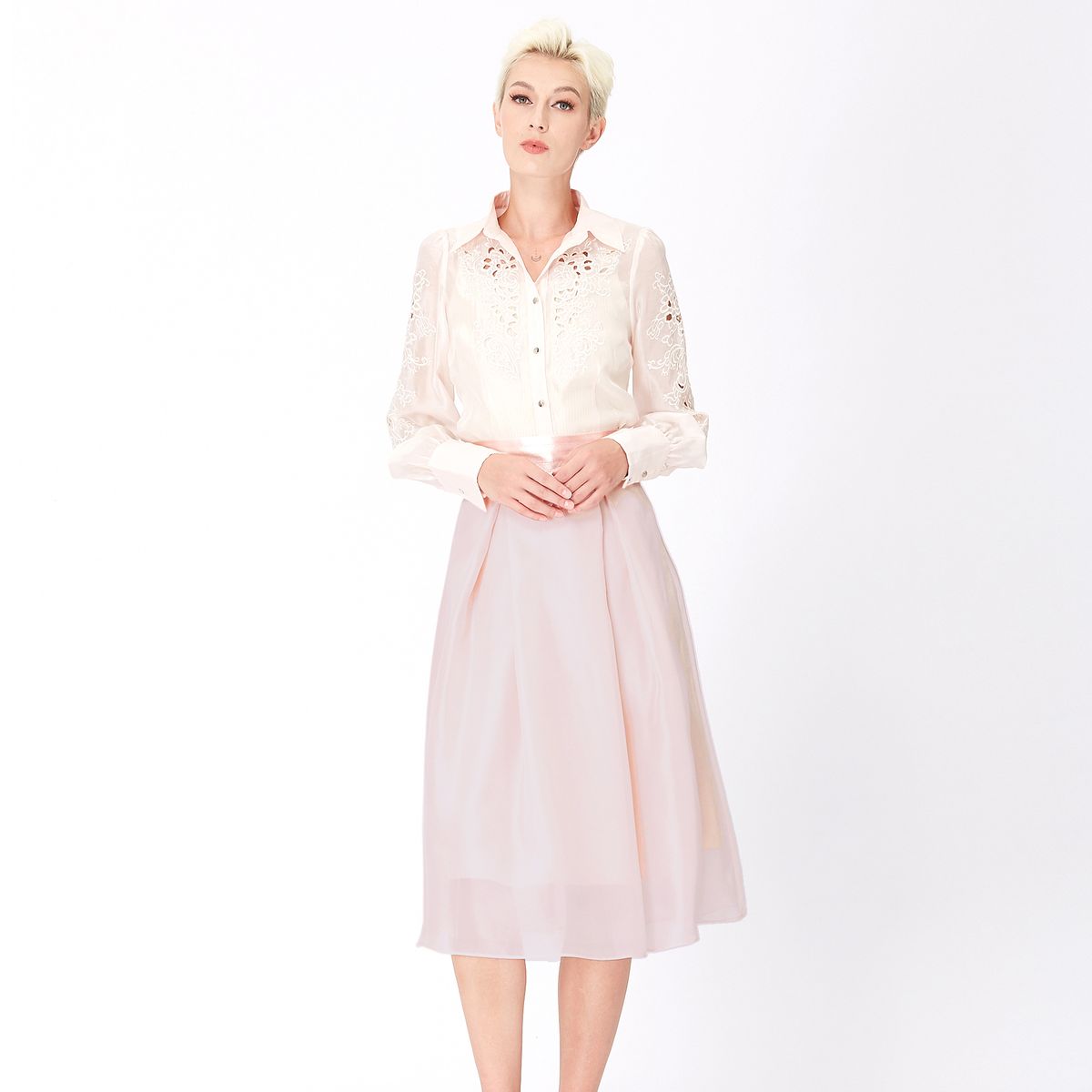 Eleganter Midirock aus Organza-Plissee