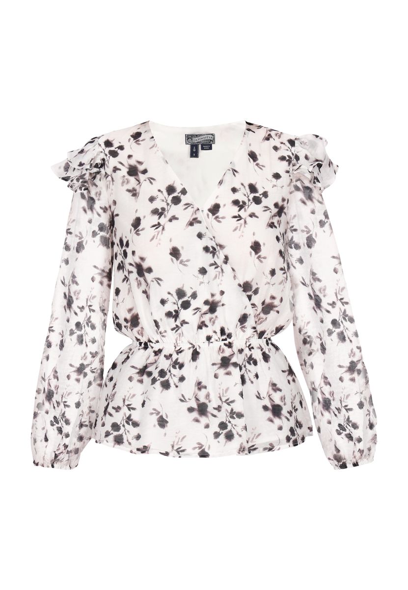 Bluse mit Blumenmuster und Rüschen