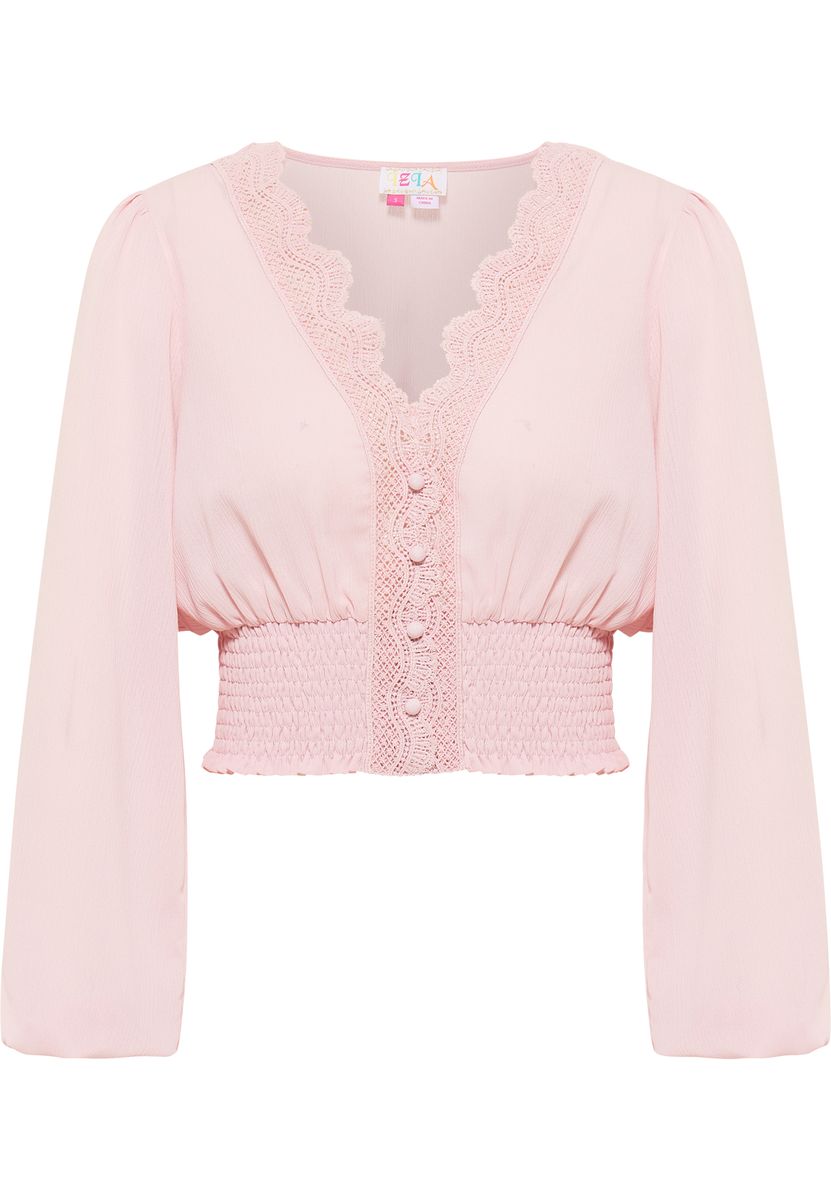 Kurze Spitzenbluse mit Smok-Taille