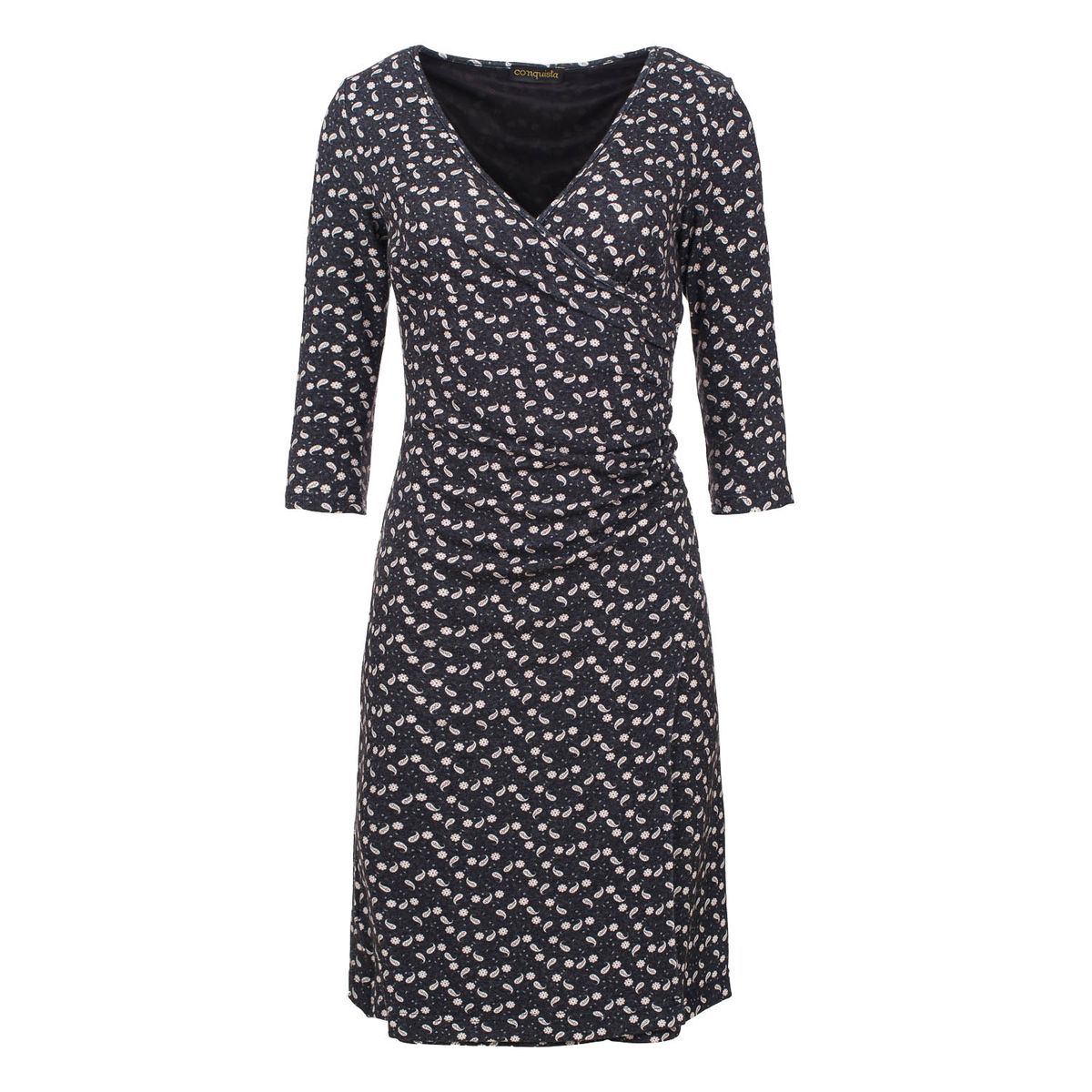 Bedrucktes Faux-Wrap-Midikleid