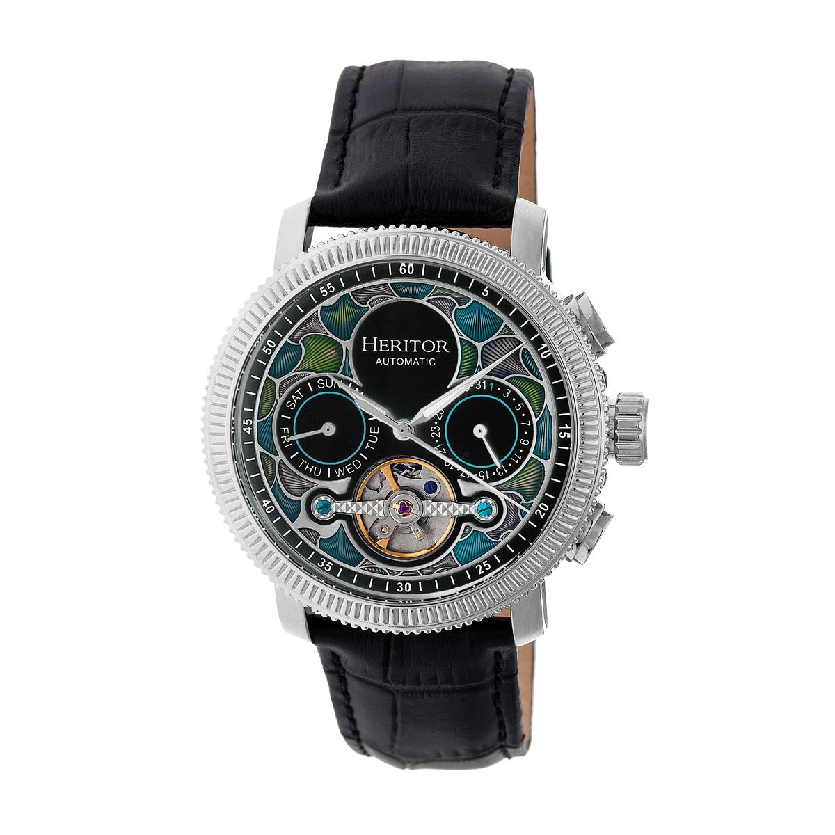 Goldfarbene Automatikuhr mit Lederarmband