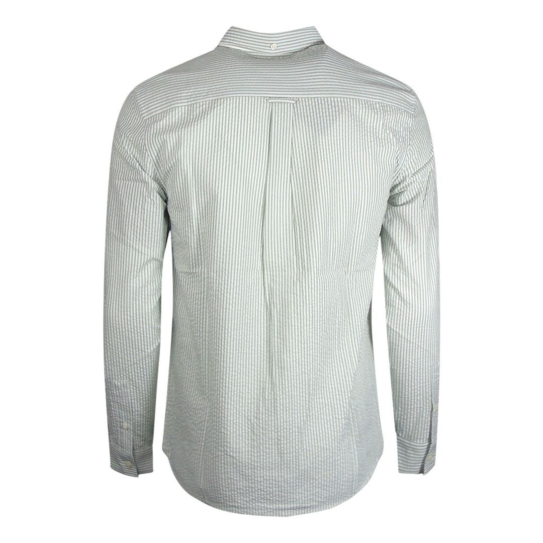 Gestreiftes Seersucker-Hemd mit Button-Down-Kragen