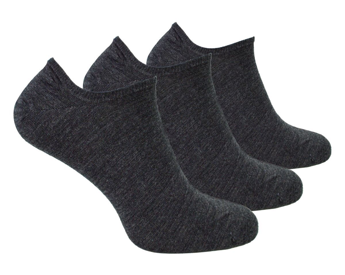 Steven - 3 Paare Multipack Herren Merinowolle unsichtbare Socken - Charcoal