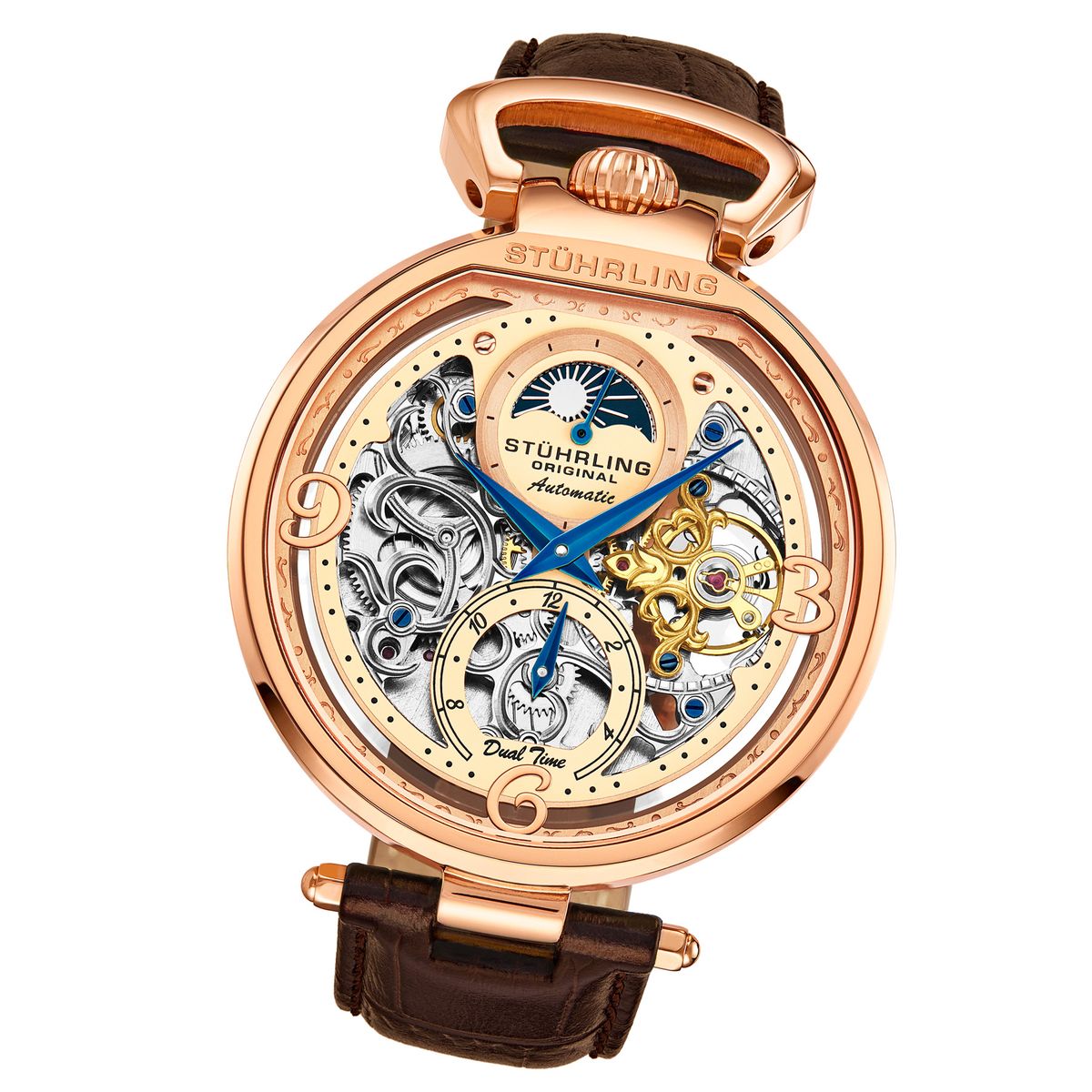 Skelettierte Automatik-Uhr mit Dualzeit