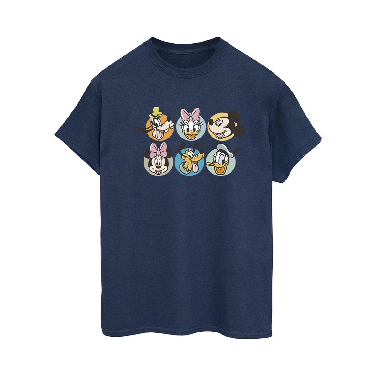 Disney - "Mickey Mouse And Friends Faces" T-Shirt für Damen (Marineblau)