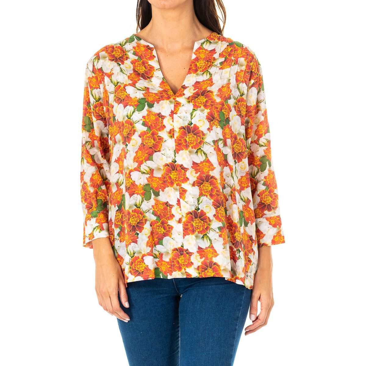 Bluse mit Blumenmuster und 3/4-Ärmeln