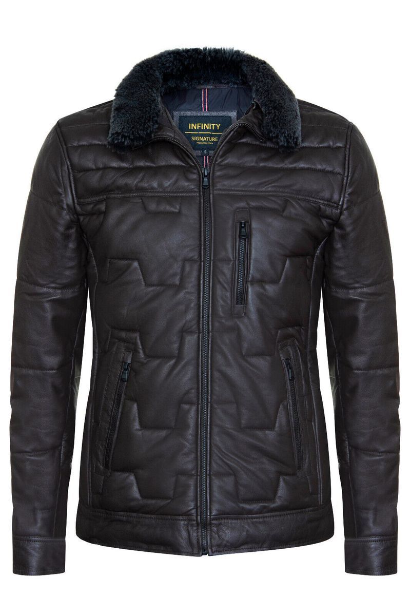 Herren Stepp Bikerjacke aus Leder
