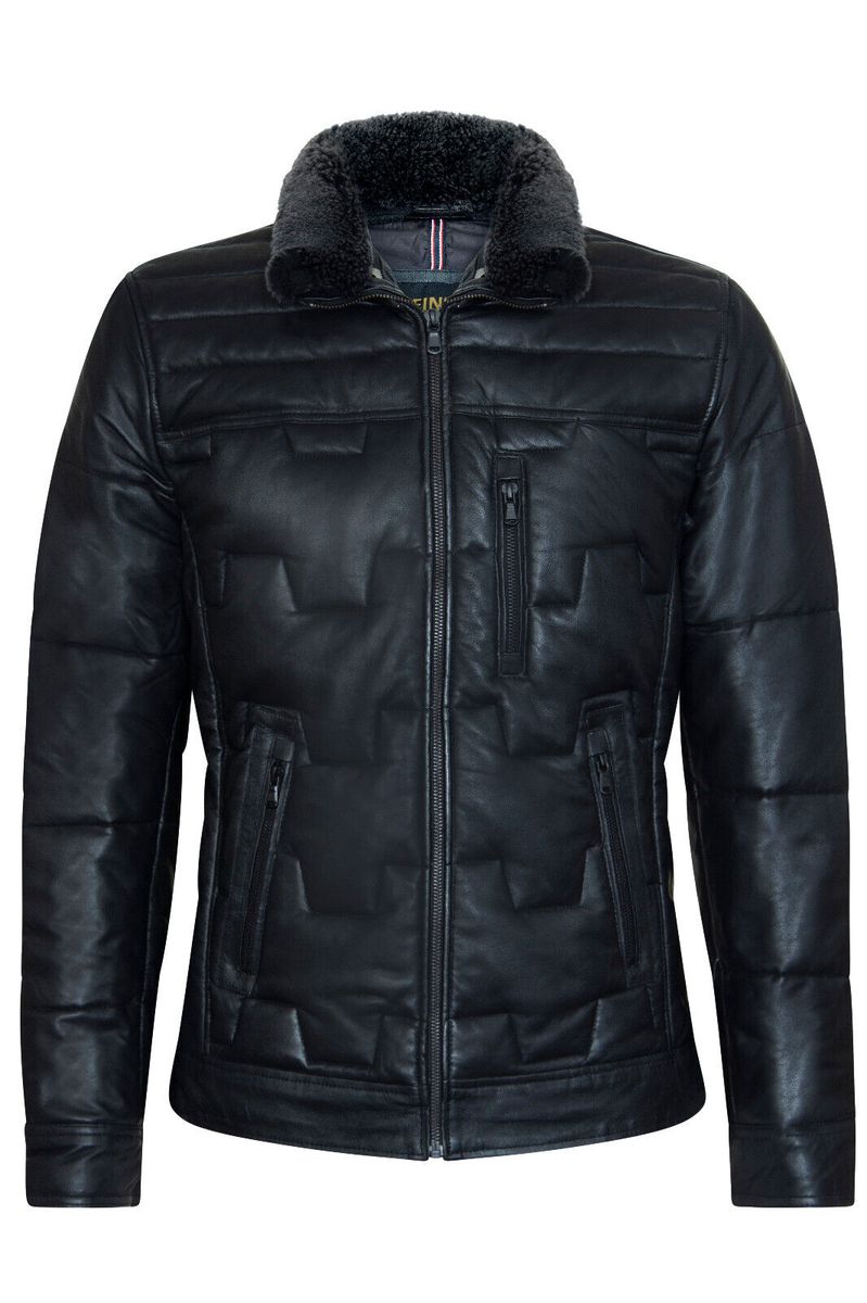 Herren Stepp Bikerjacke aus Leder