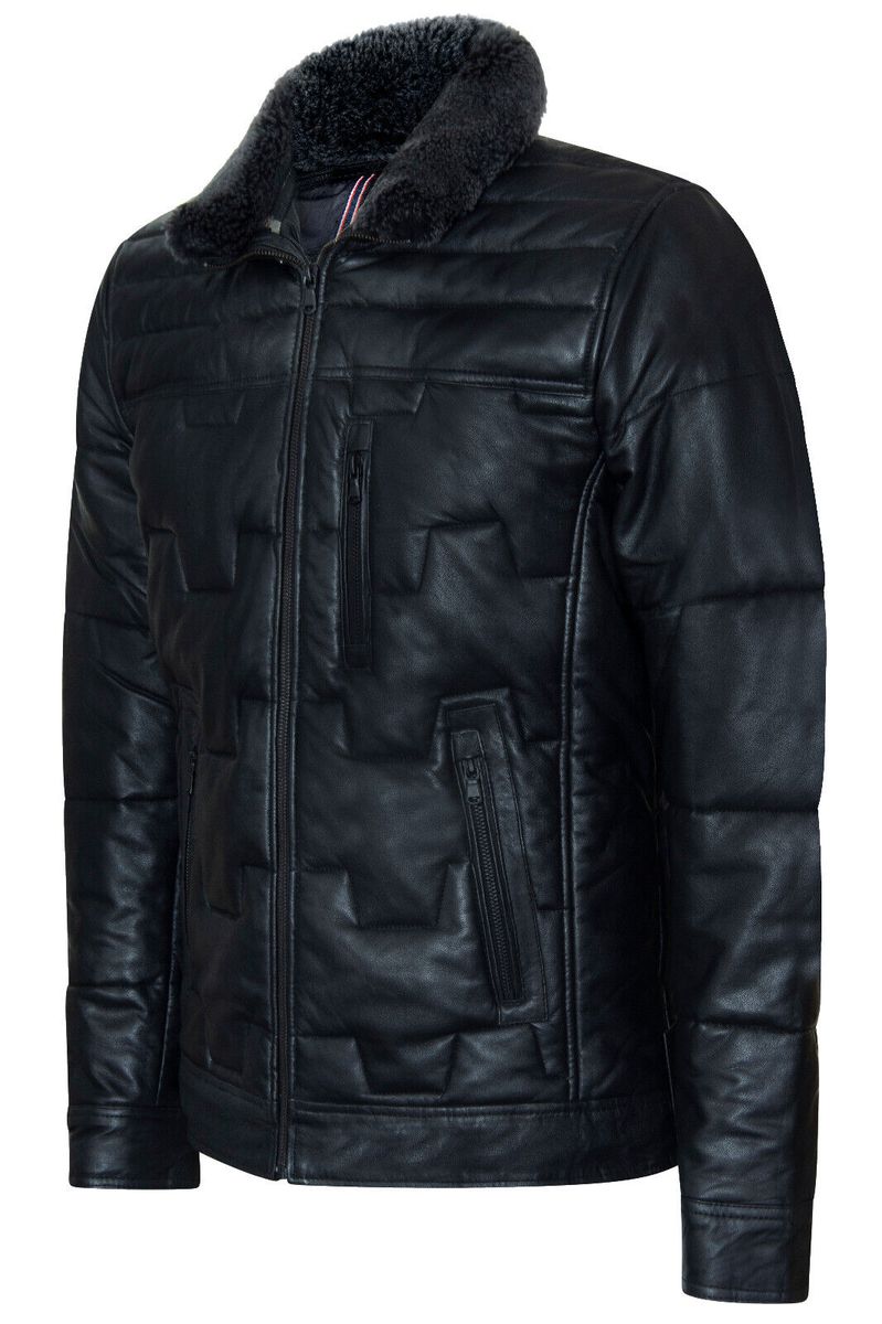 Gesteppte Lammnappa Bikerjacke