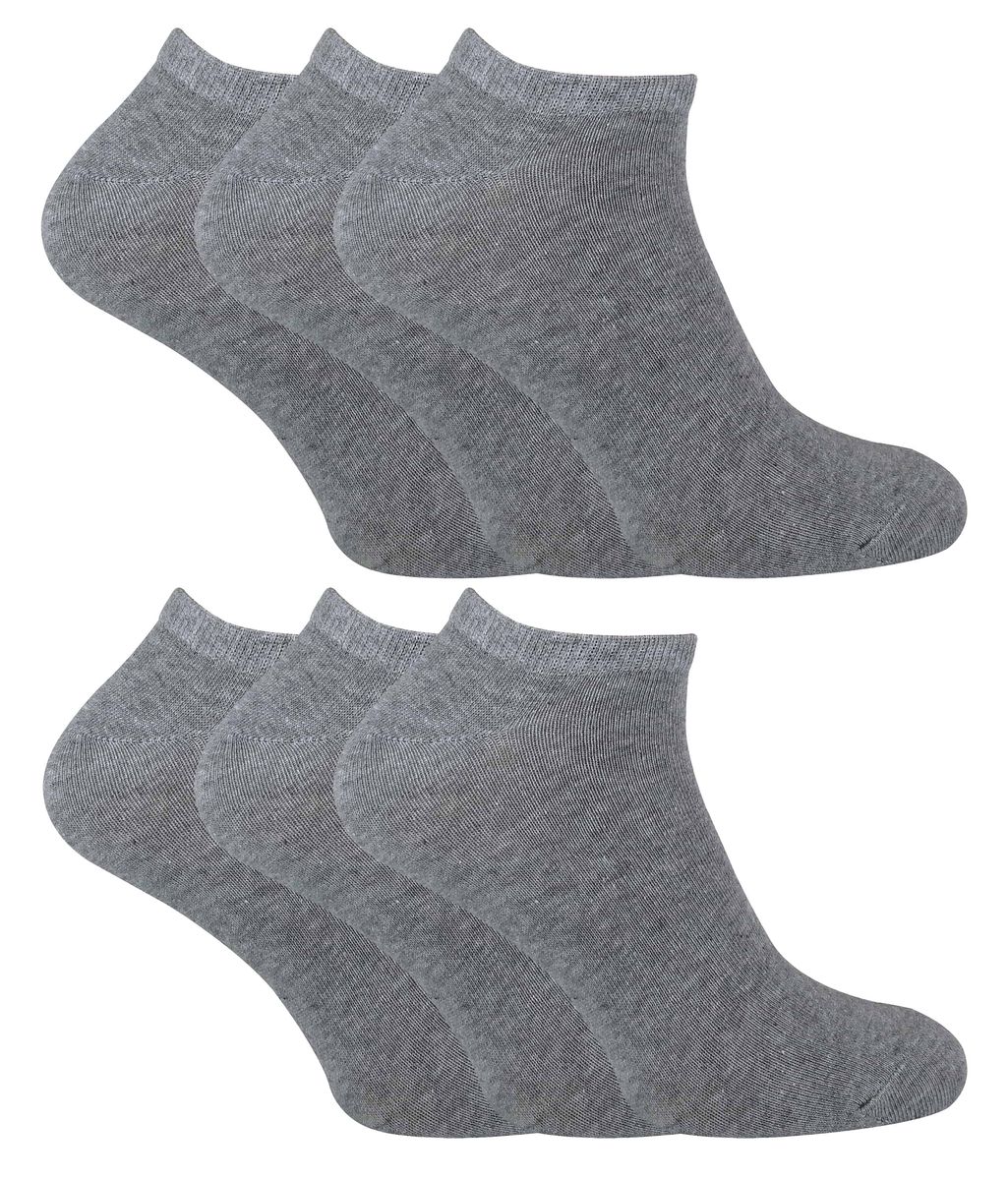 SOCK SNOB - 6er Pack Herren Baumwolle Low Cut Quarter Gym / Trainer Socken - Grau