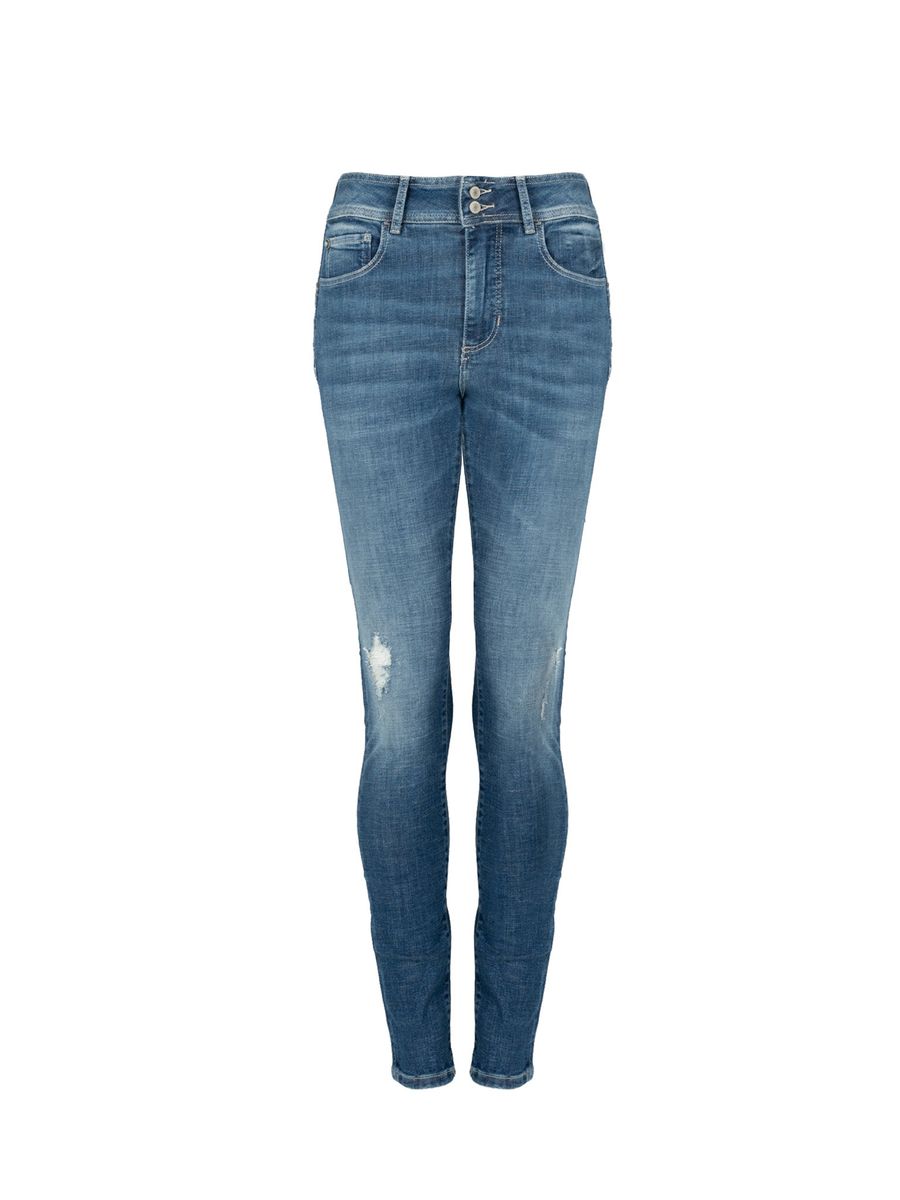 Hochtaillierte Skinny Jeans mit Rissen