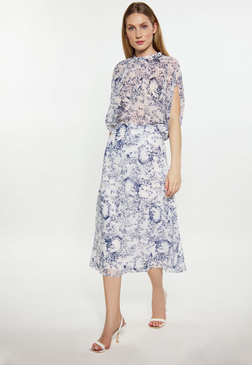 Midi-Rock mit Toile-de-Jouy-Print