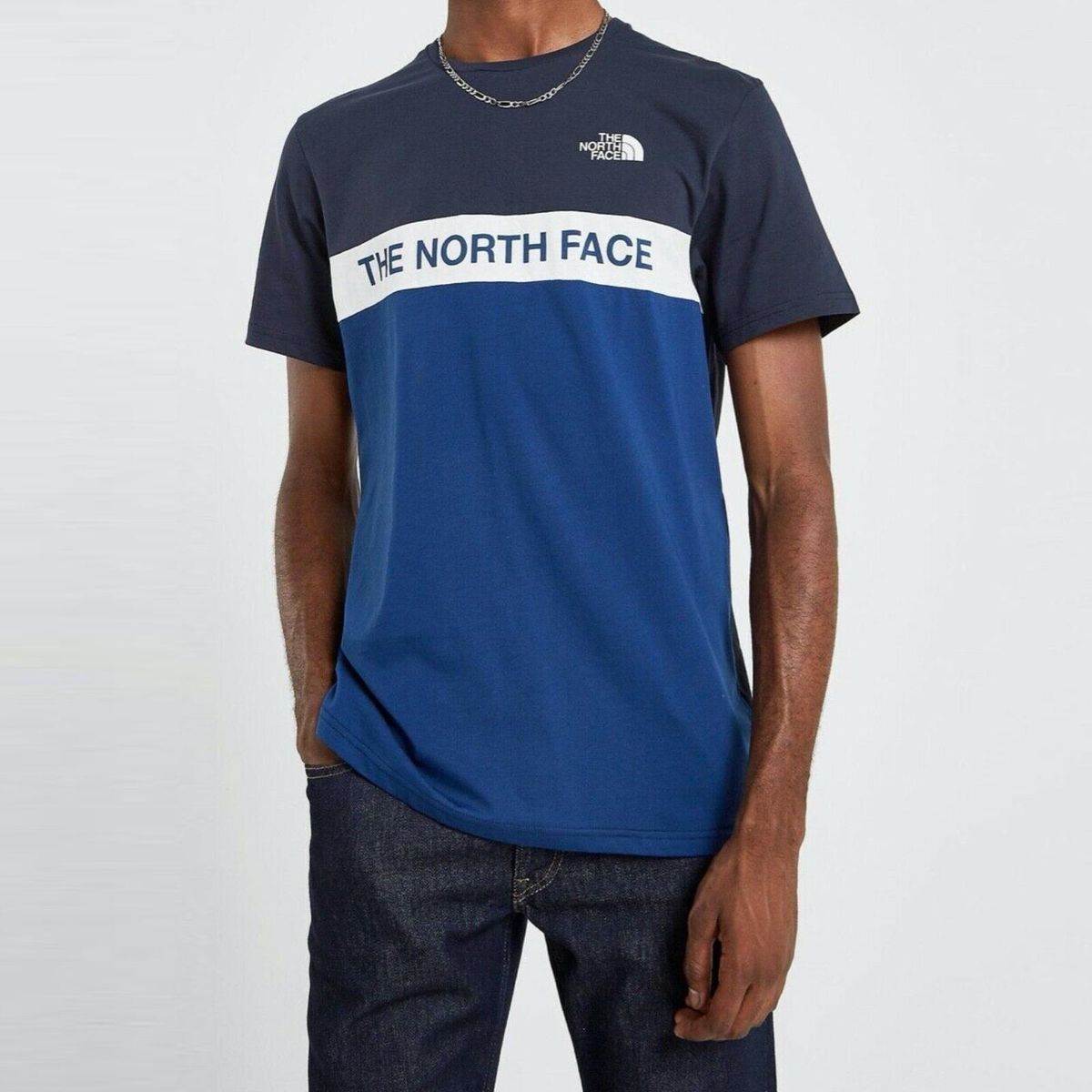 Colorblock Baumwoll T-Shirt mit Grafik