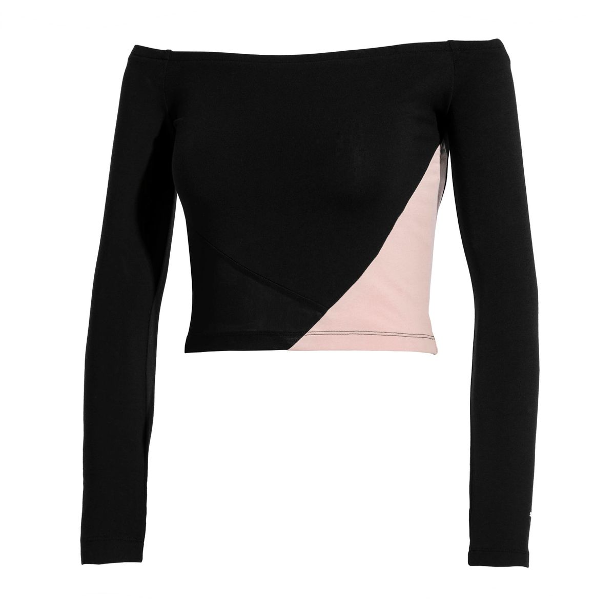 Colorblock schulterfreies Langarmshirt