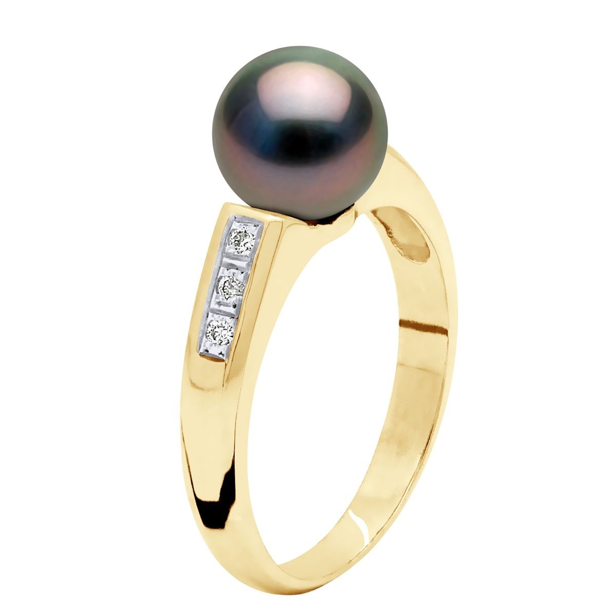 Tahitiperlenring mit Diamantakzenten