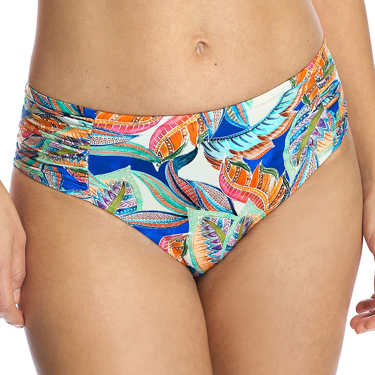 Bikini-Hose mit tropischem Print und hoher Taille