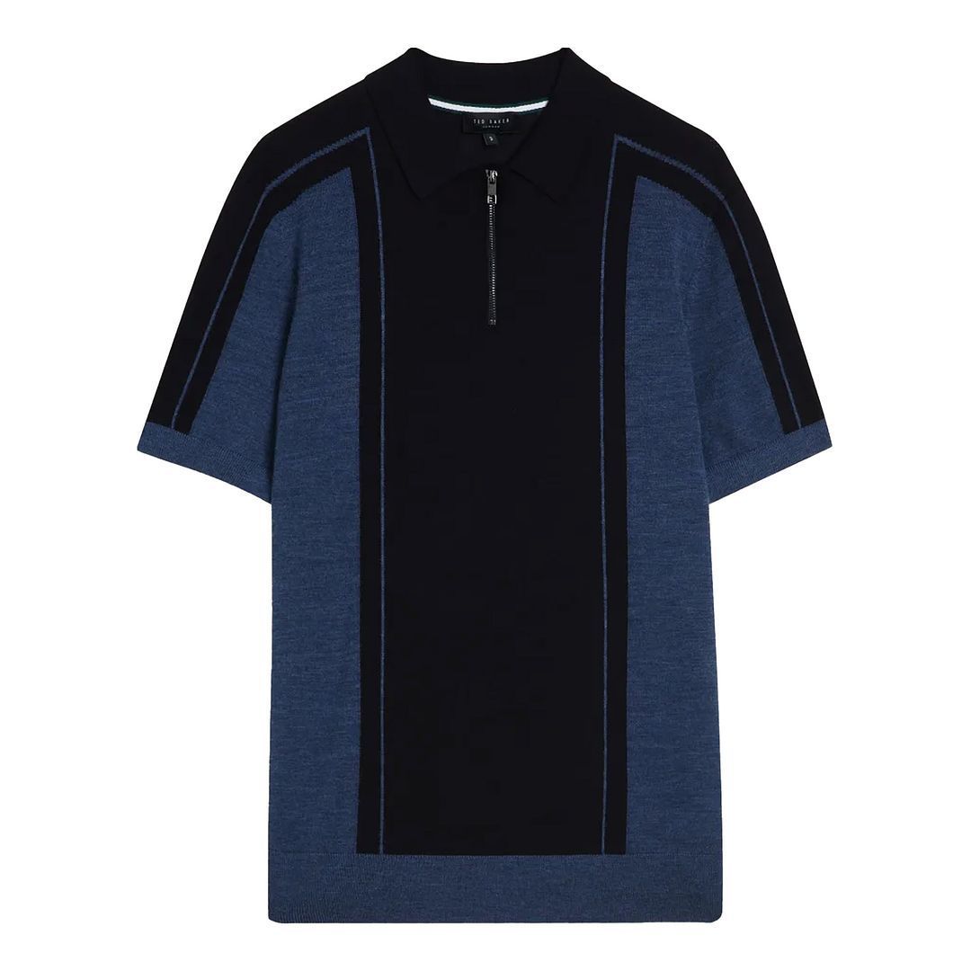 Ted Baker Jesty Mens Navy Wolle Polo -Hemd