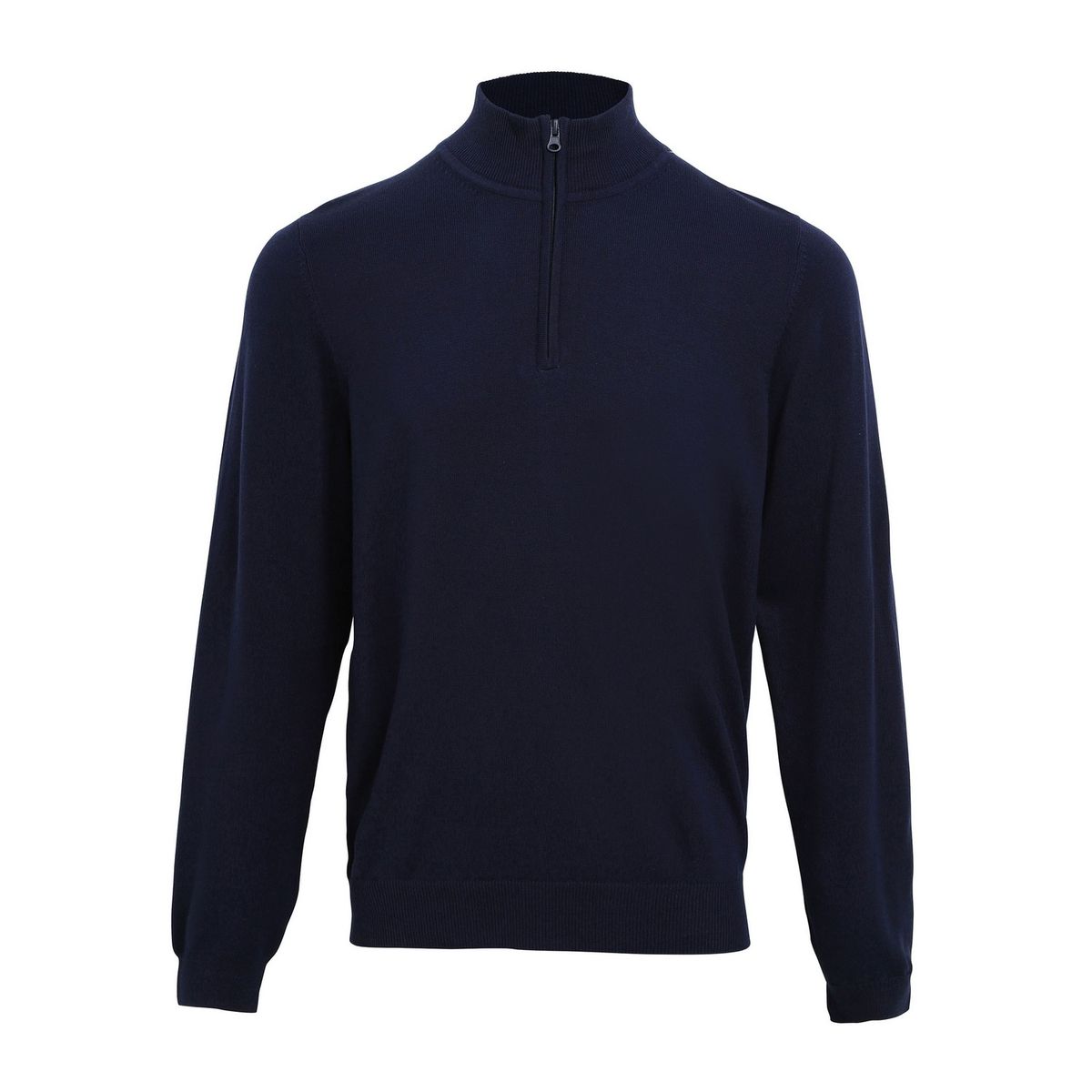 Herren Marineblauer Strickpullover mit Halbreißverschluss