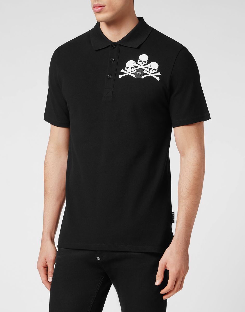 Polohemd aus Baumwolle mit Totenkopf-Grafik