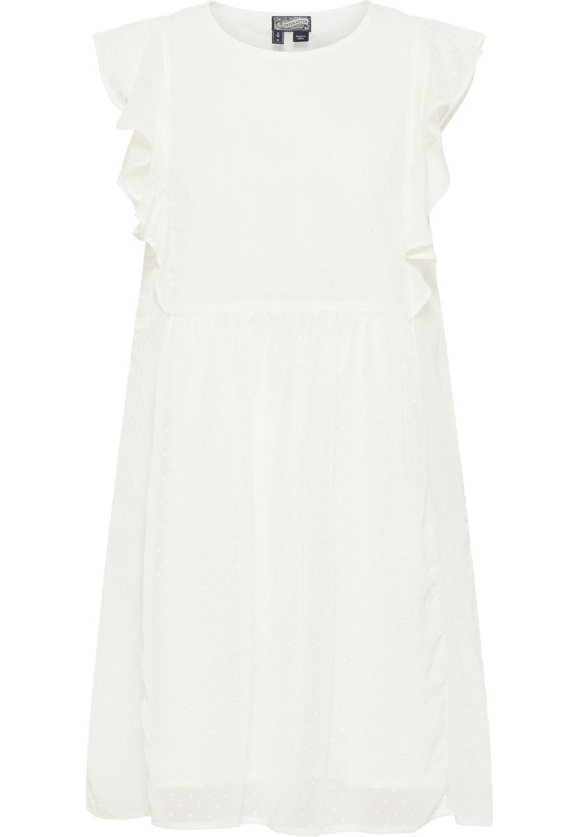 Dreimaster Midikleid mit Rüschen Damen WOLLWEISS