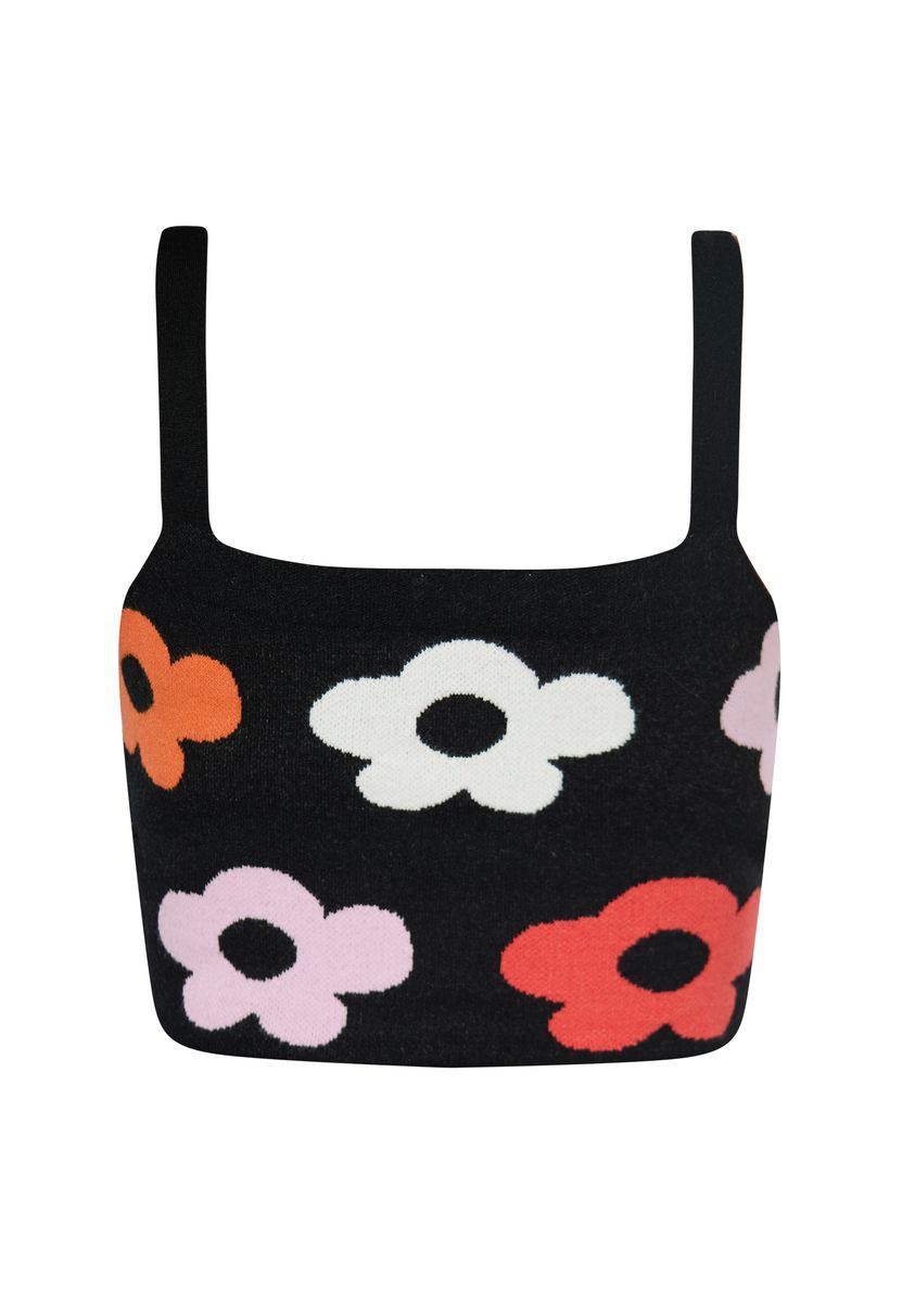 Auffälliges Jacquard-Crop-Top mit Blumen