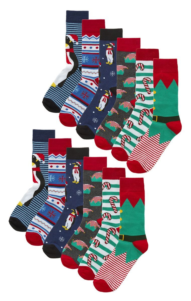 12 Paar Multipack Herren Neuheit Weihnachten Design Socken - Assorted