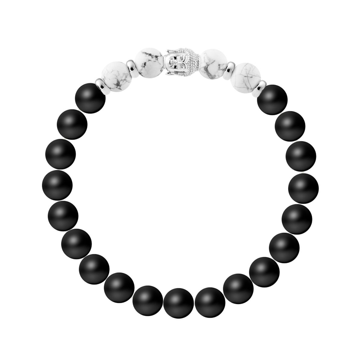 Onyx-Perlenarmband mit filigranem Herz