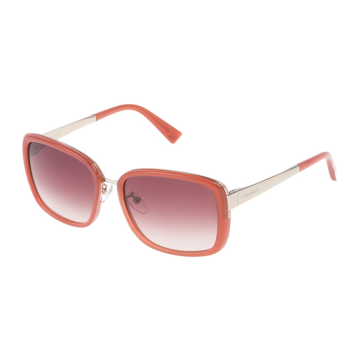 Rechteckige Rosefarbene Damen Sonnenbrille aus Acetat