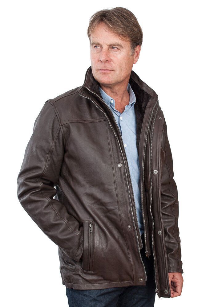 Mittellange Leder-Bikerjacke für Herren