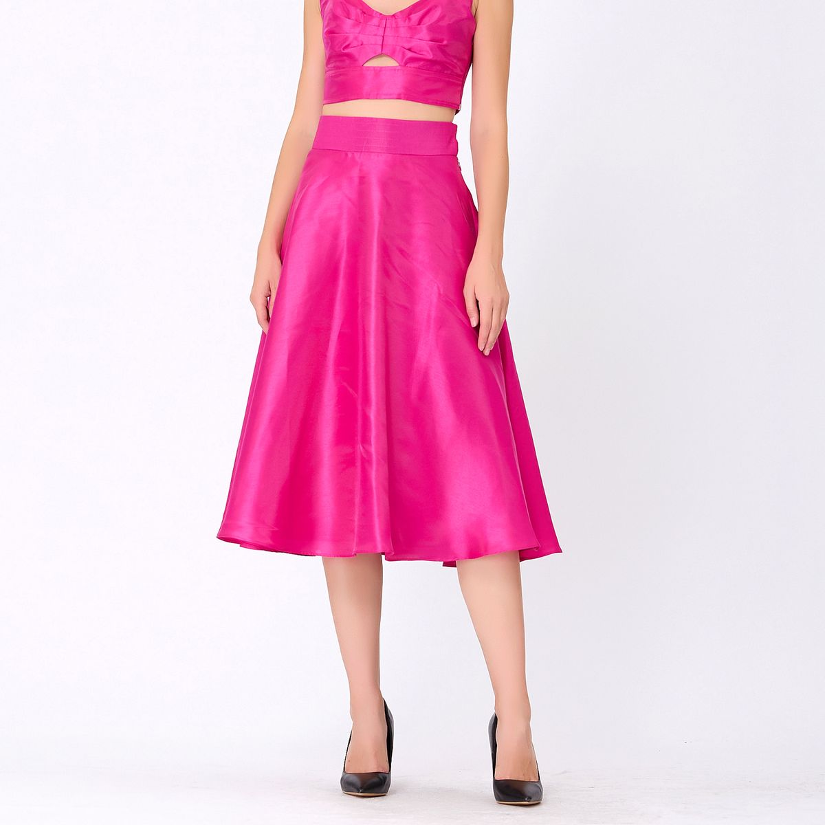 Eleganter ausgestellter Taft-Midirock